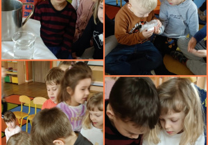 Dzieci obserwują przez lupę