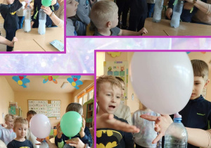 Po zmieszaniu sody z octem balony same pompują się.
