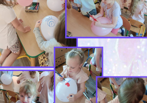 Dzieci kolorują markerami balony