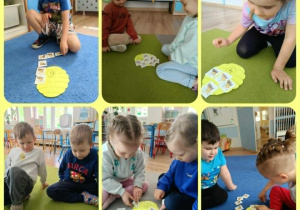 Dzieci przy zabawach matematycznych o pszczołach.