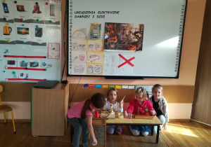 Dzieci bawiące się w kąciku "Urządzenia elektryczne dawniej i dziś"