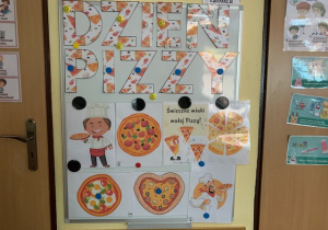Święto pizzy na tablicy informacyjnej