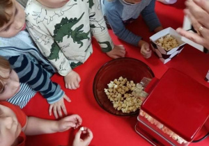 Dzieci obserwują produkcję popcornu