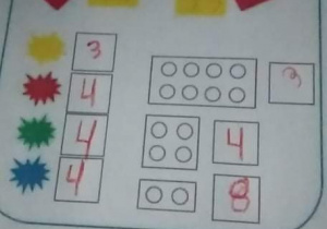 „Liczymy klocki lego”- karta pracy wykonana przez dziecko z gr. V