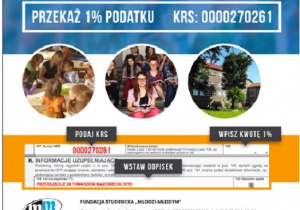 Plakat informujący jak oddać na przedszkole 1 procent