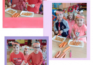 Przedszkolaki obierają marchew