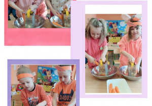 Dzieci ścierają marchew na tarce