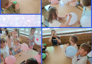 Dzieci kolorują markerami balony