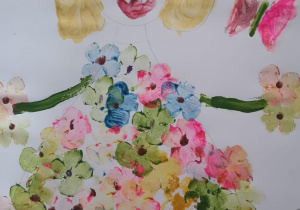 Pani Wiosna w oczach Filipa M. -praca pomalowana farbami plakatowymi