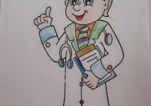 Rysunek lekarza pokolorowany przez Marysię B.