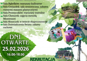 Plakat informujący o dniu otwartym w przedszkolu